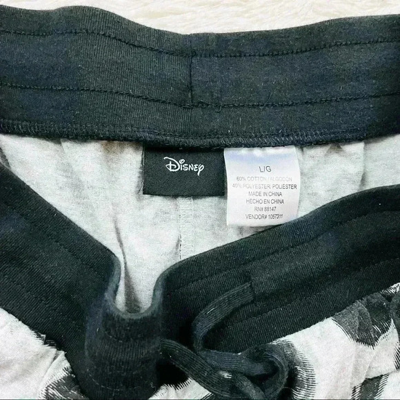 Disney Mickey Mouse Gray & Black Drawstring Cotton Blend Pants Size L - Picture 12 of 14